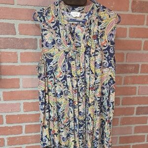 Siren Lily Multicolor Paisley Sleeveless 2x Top